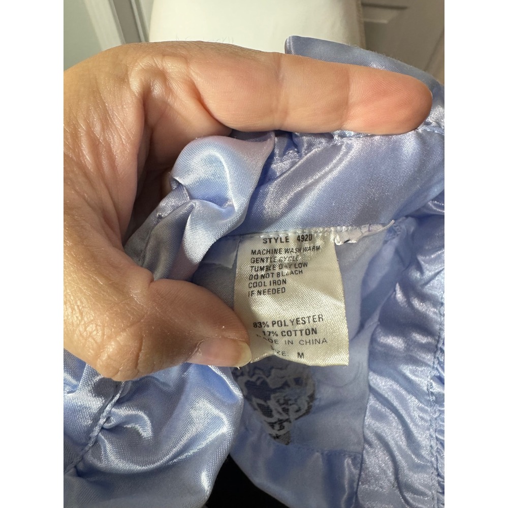 Unbranded Vintage Style Satin Lace Nightgown Size M Blue Excellent Ruffle Trim - Picture 5 of 5